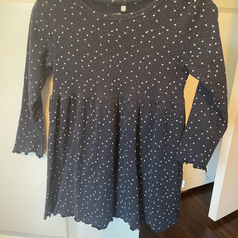 Pouf star blue ribbed dress